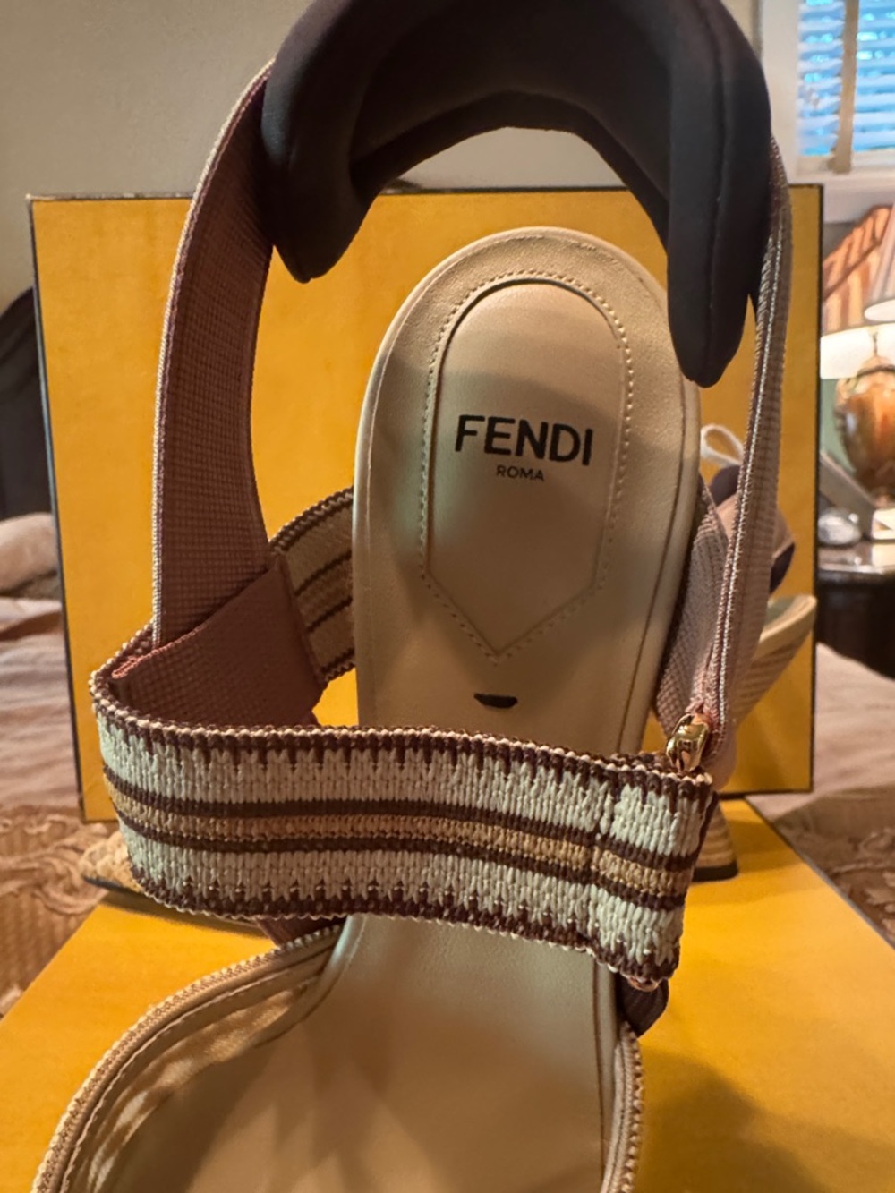 Fendi Colibri Rete Nudo Rafia Pointed Slingback Heels - Picture 6 of 10